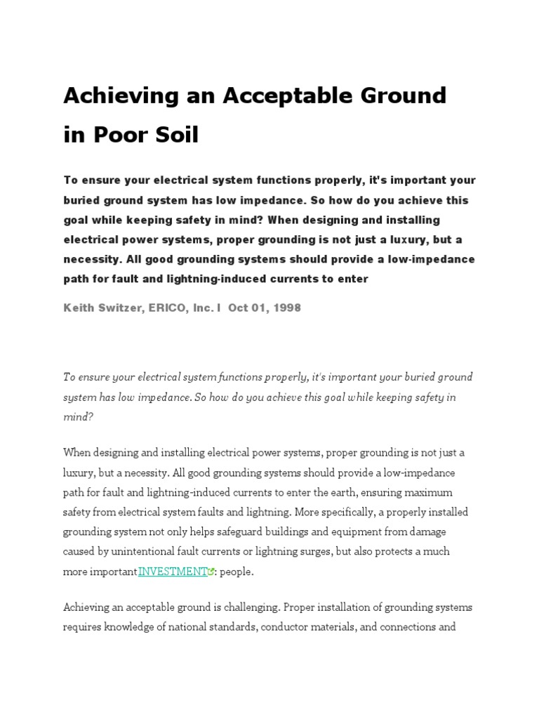 Achieving An Acceptable Ground in Poor Soil | PDF | Electrical ...