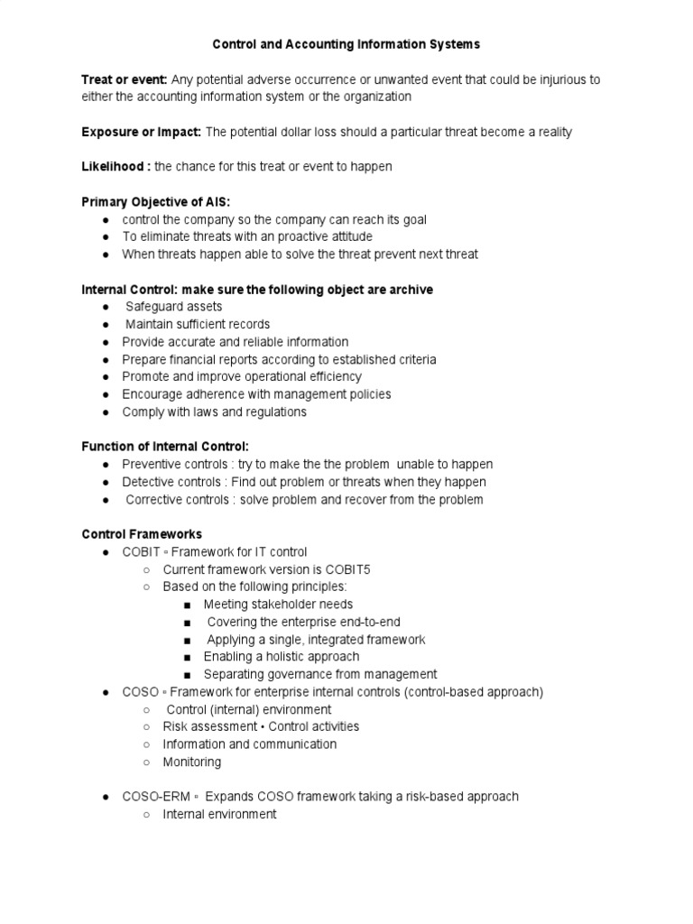 Chapter 7 AIS | PDF | Internal Control | Risk