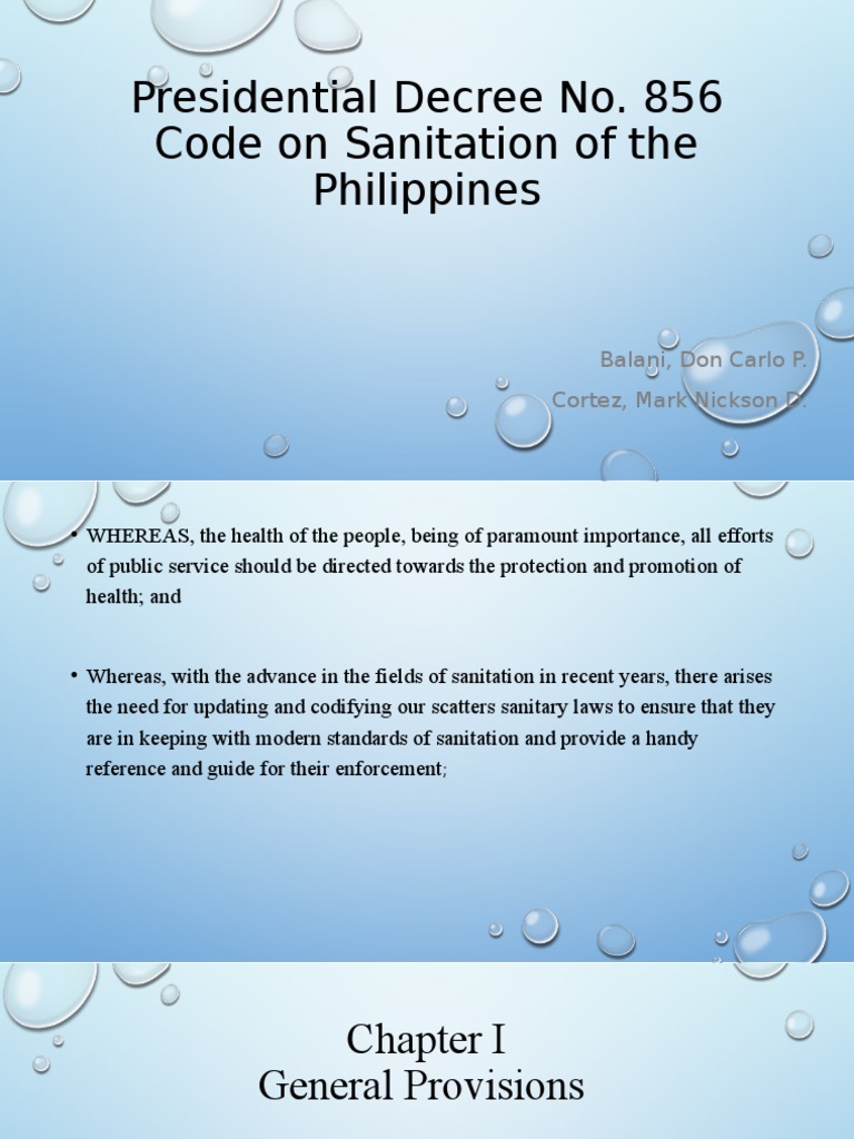 Summary of PD 856: Sanitation Code | PDF | Sanitary Sewer | Sanitation