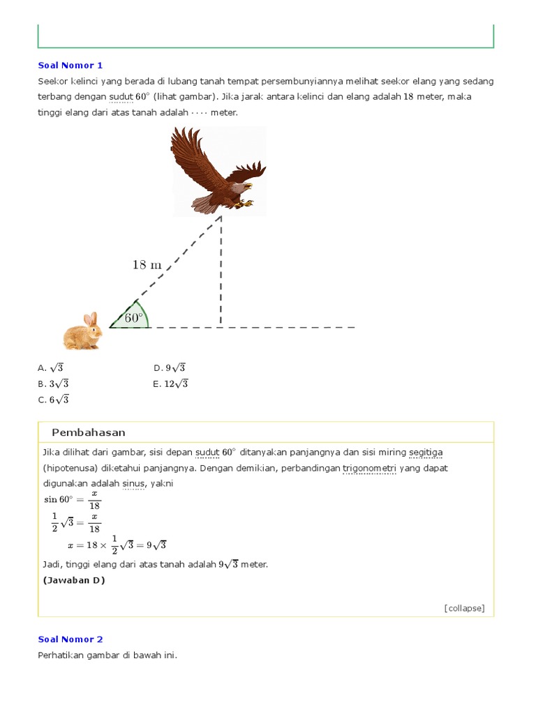 Soal Dan Pembahasan Aplikasi Trigonometri Mathcyber1997