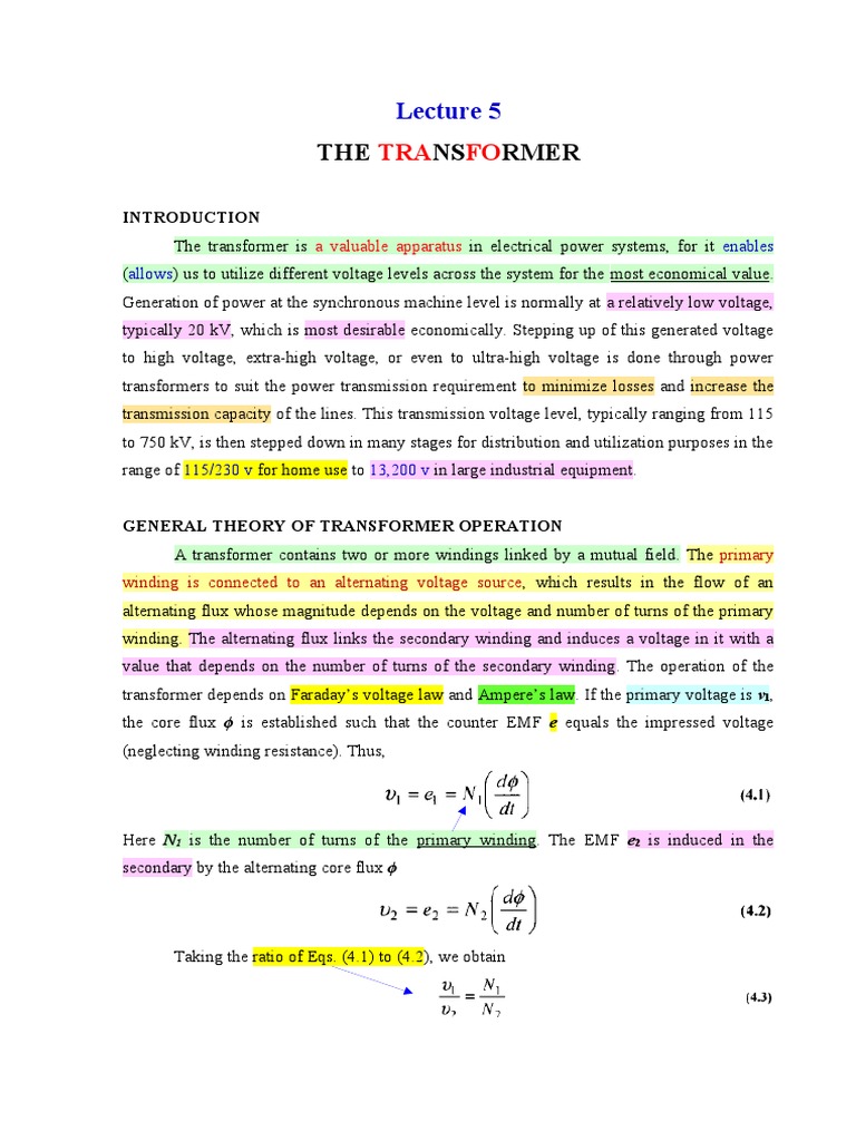 Transformer Operation and Theory | PDF | Transformer | Electric Power ...