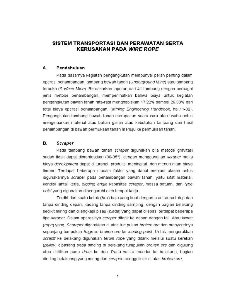Sistem Transportasi Dan Perawatan Serta Kerusakan Pada Wire Rope | PDF