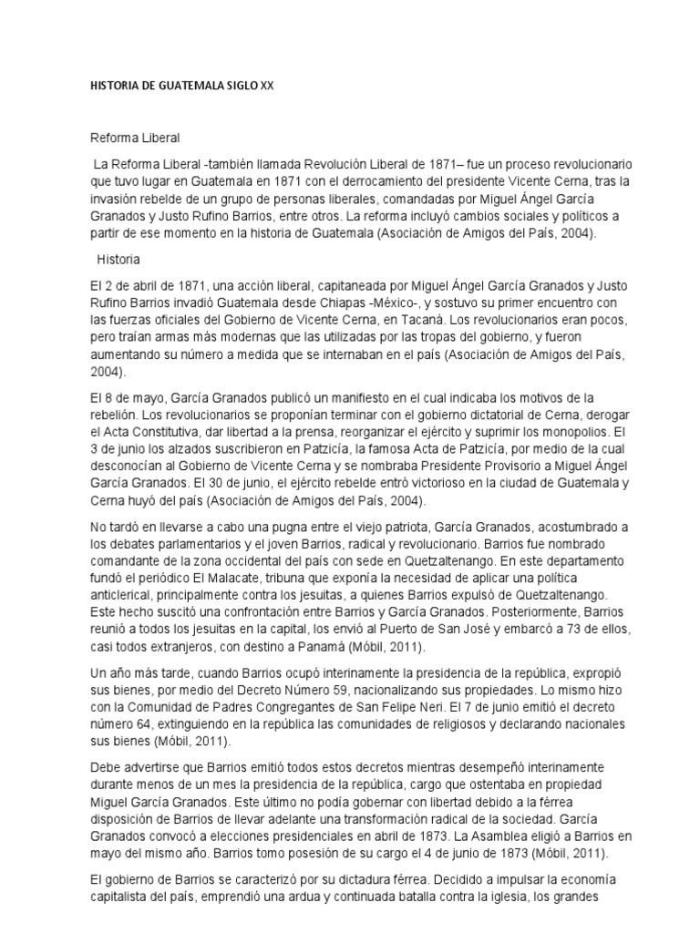 Historia de Guatemala Siglo XX Trabajos | PDF | Guatemala | Gobierno