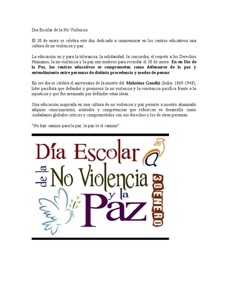 Día Escolar de la No Violencia y Paz | PDF | Ciencias sociales