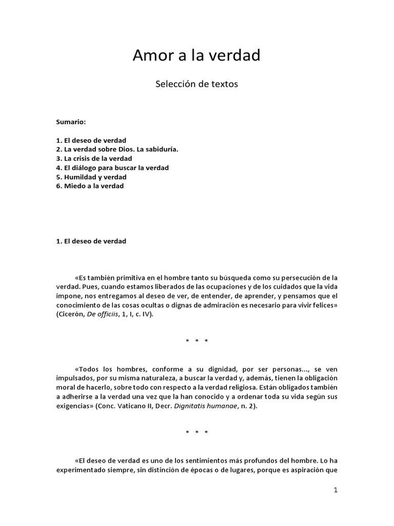 Amor y Búsqueda de la Verdad | PDF | Verdad | Existencia