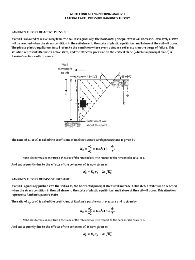 Rankine's Theory of Earth Pressure | PDF | Classical Mechanics ...