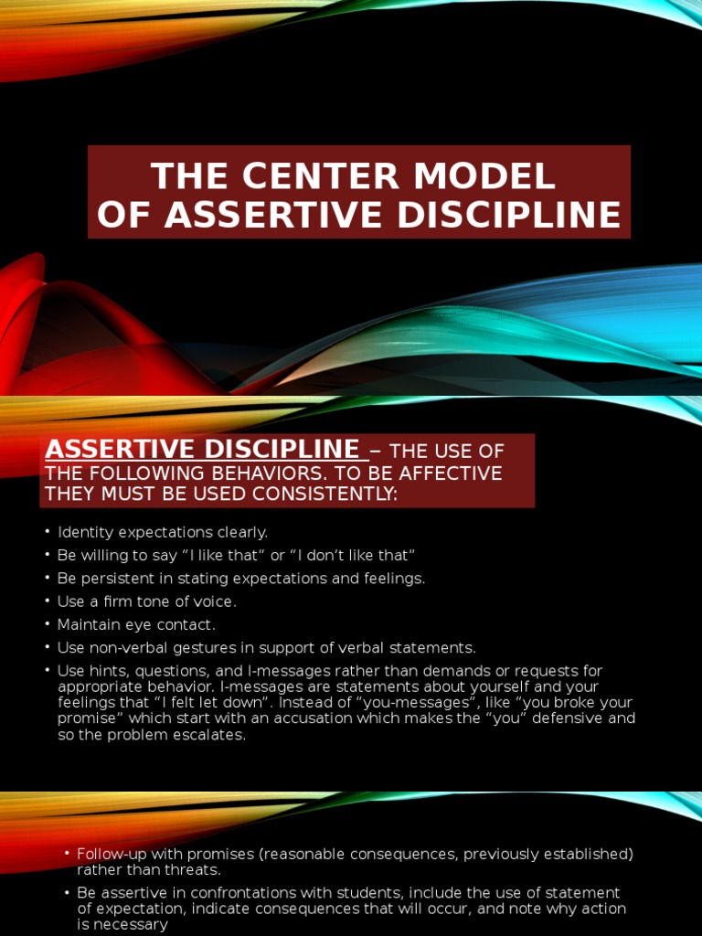 The Center Model of Assertive Discipline | PDF | Teachers | Nonverbal ...