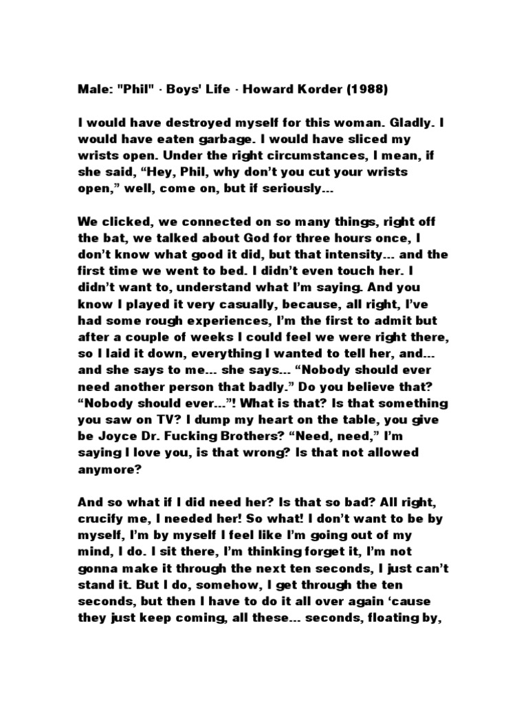 Boy's Life by Howard Korder PDF