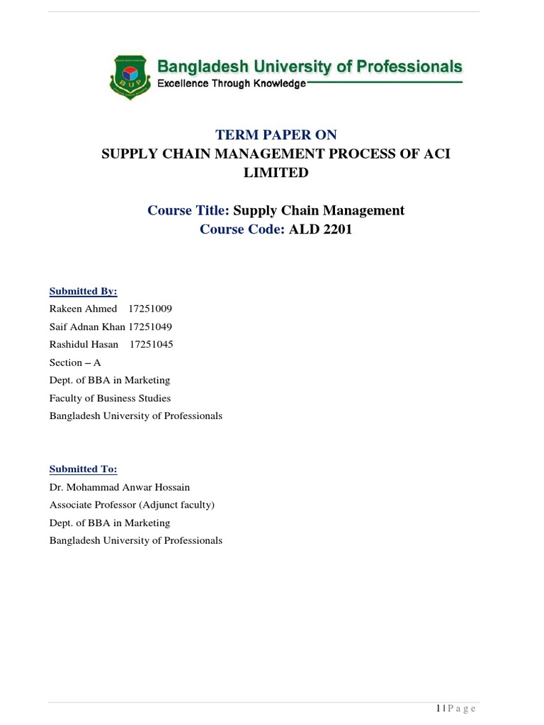 ACI | PDF | Logistics | Supply Chain