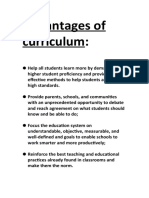 Advantages of Curriculum 1