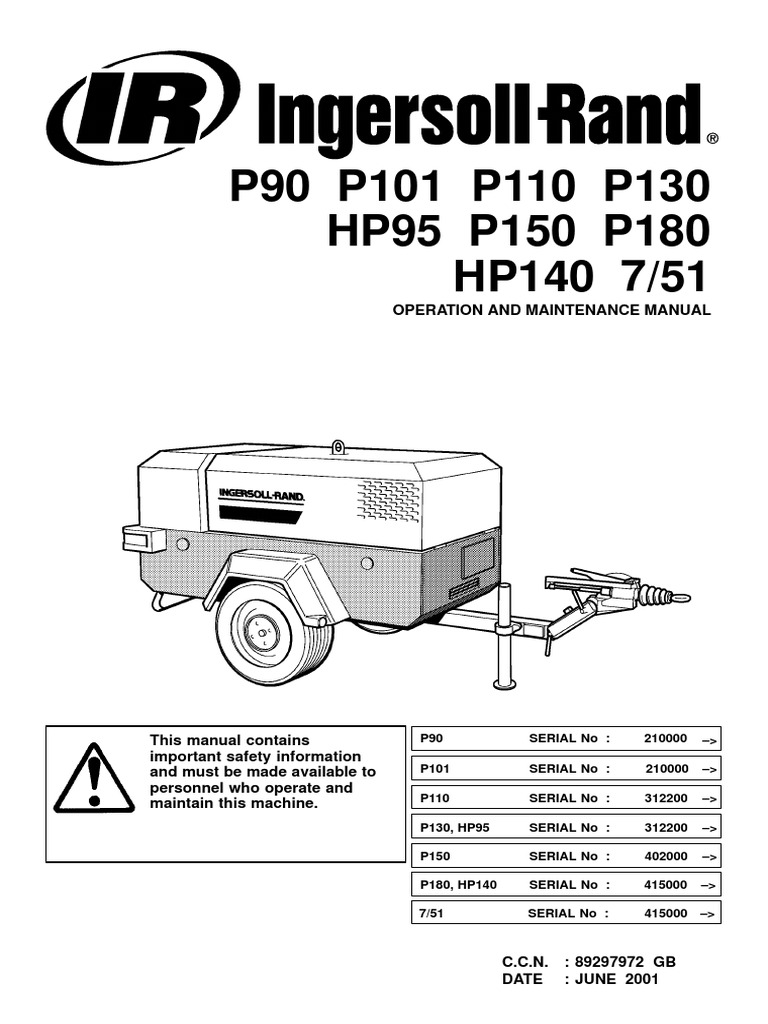 Fiche Technique Compresseur Ingersoll Rand Euro 20 Ingersoll-Rand-P-130-Wd Instrucciones Uid 10826354001518003207 PDF | PDF |  Valve | Electric Generator
