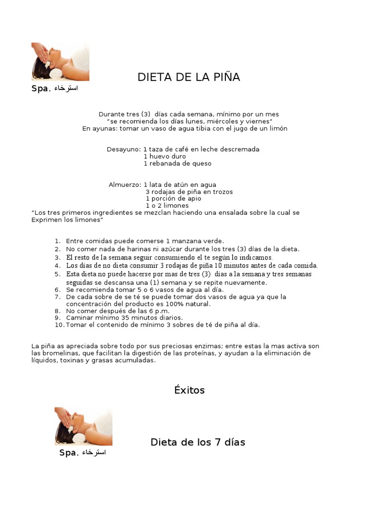 Dieta de la Piña: Pérdida Rápida de Peso | PDF | Vegetales | Sopa
