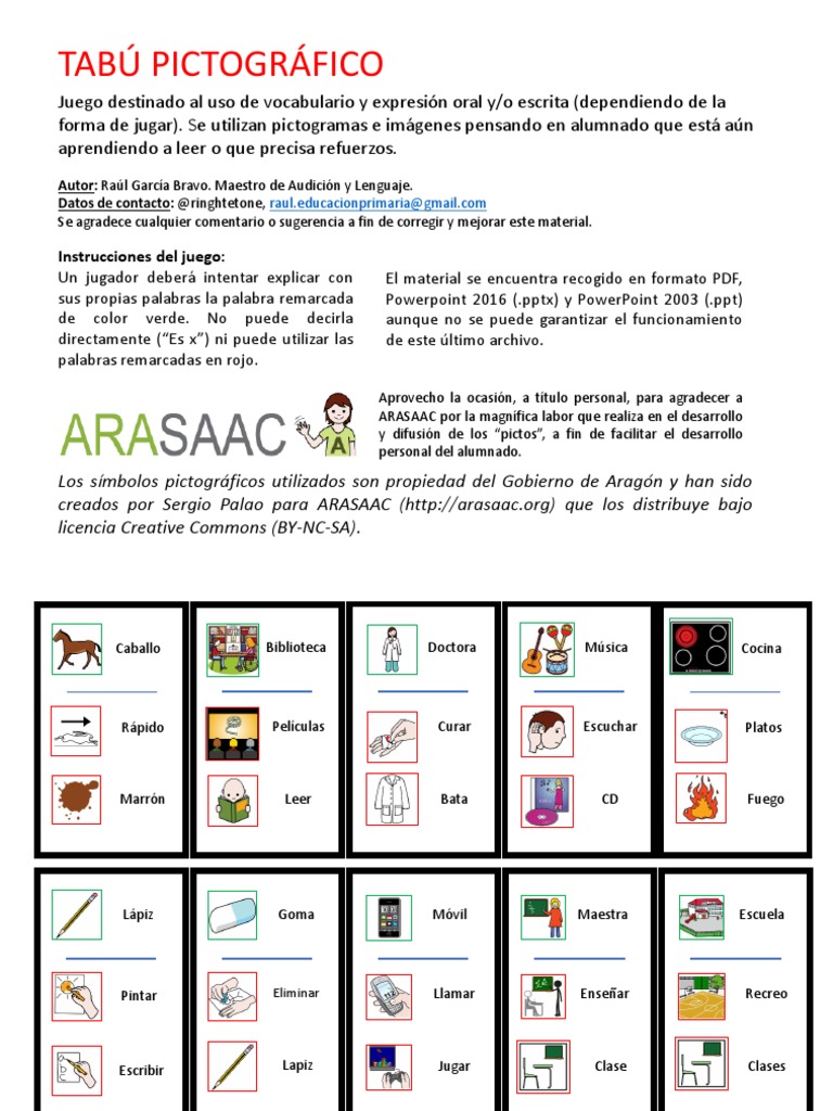 Juego Tabu Pictografico | PDF