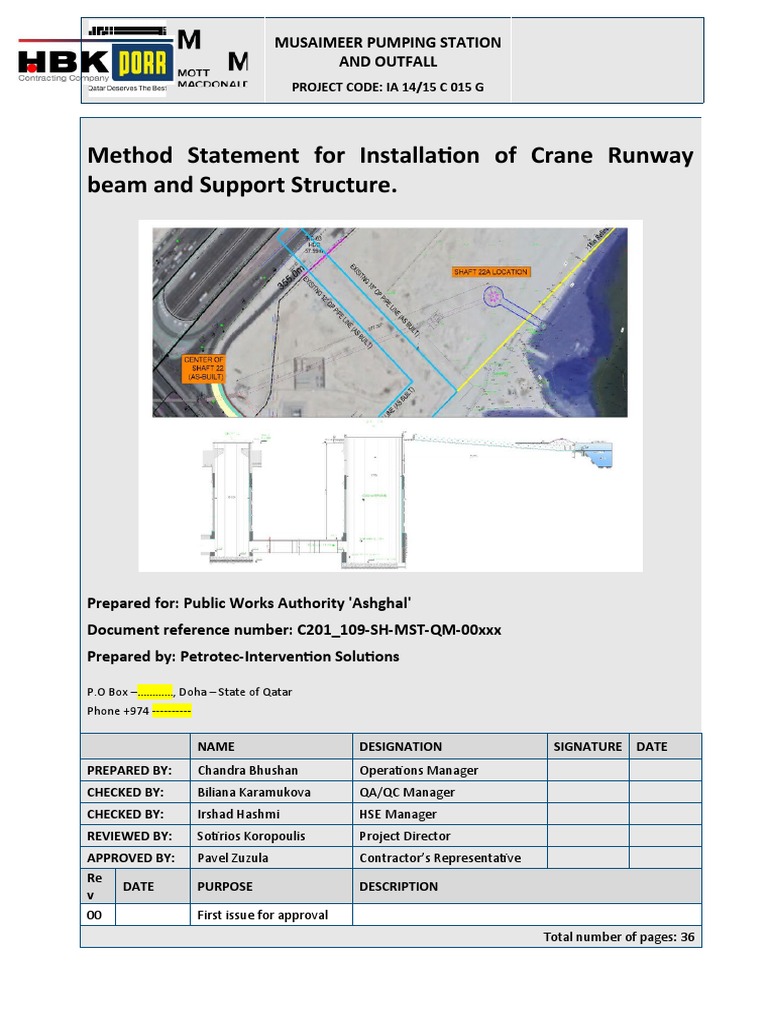 Crane Runway Beam Method Statement | PDF | Safety | Specification ...