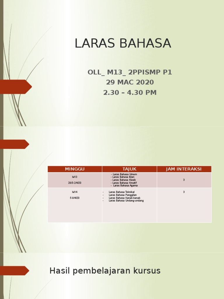Minggu 13 P1 1 Oll 29 Mac 2020 Laras Bahasa Pdf