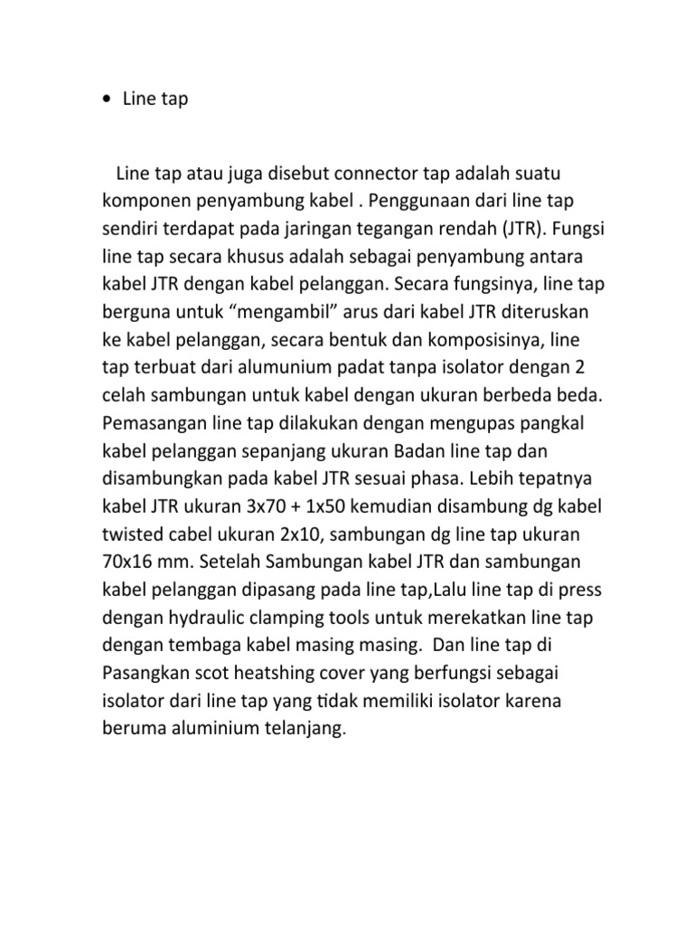 Fungsi dan Pemasangan Line Tap Kabel | PDF | Teknologi & Rekayasa