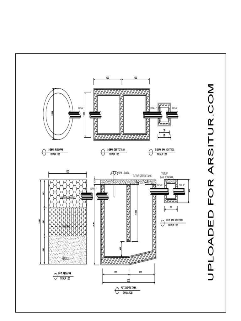 Detail Septic Tank - Contoh Gambar Autocad Dwg-Model PDF | PDF