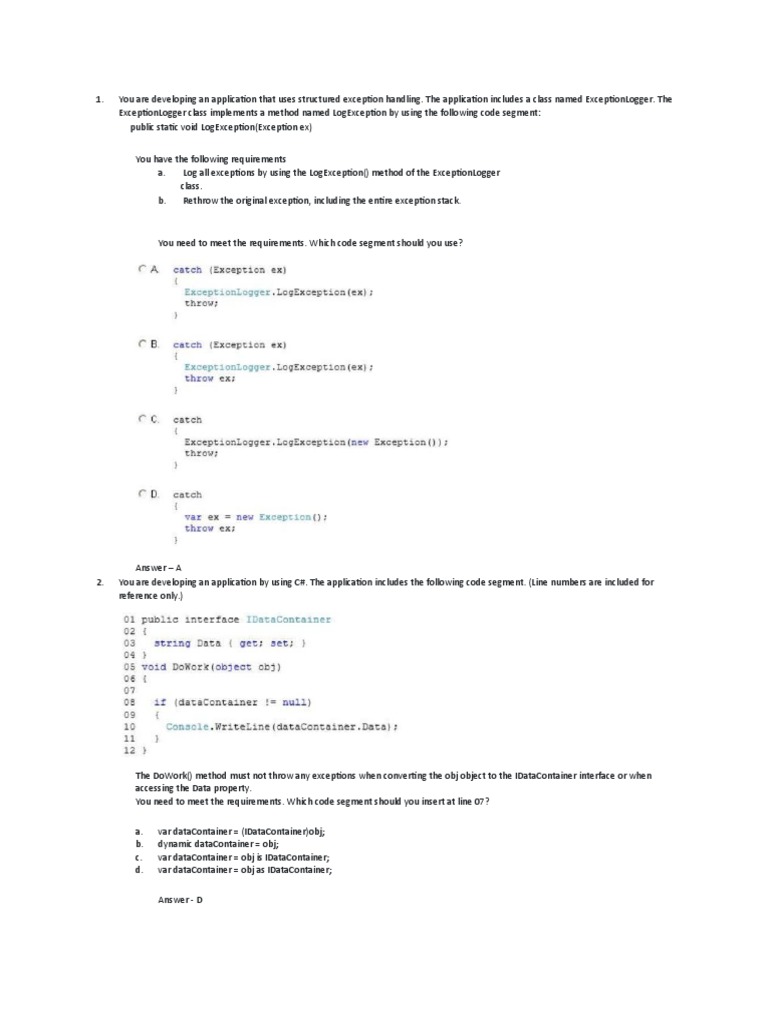 C# Exception Handling and Inheritance Insights | PDF | Inheritance ...