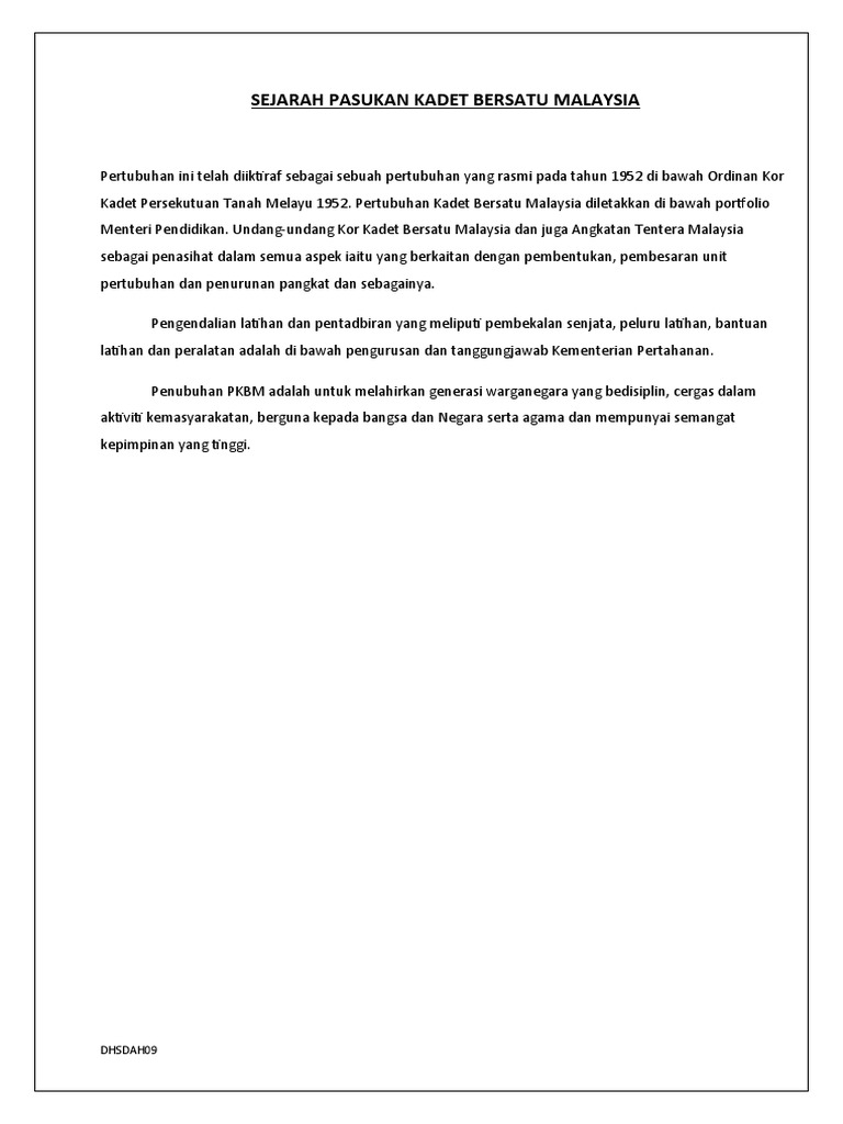 Sejarah Pasukan Kadet Bersatu Malaysia  PDF