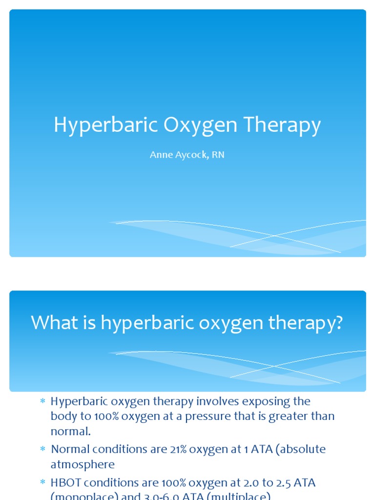 Hyperbaric Oxygen Therapy | PDF | Oxygen | Pressure