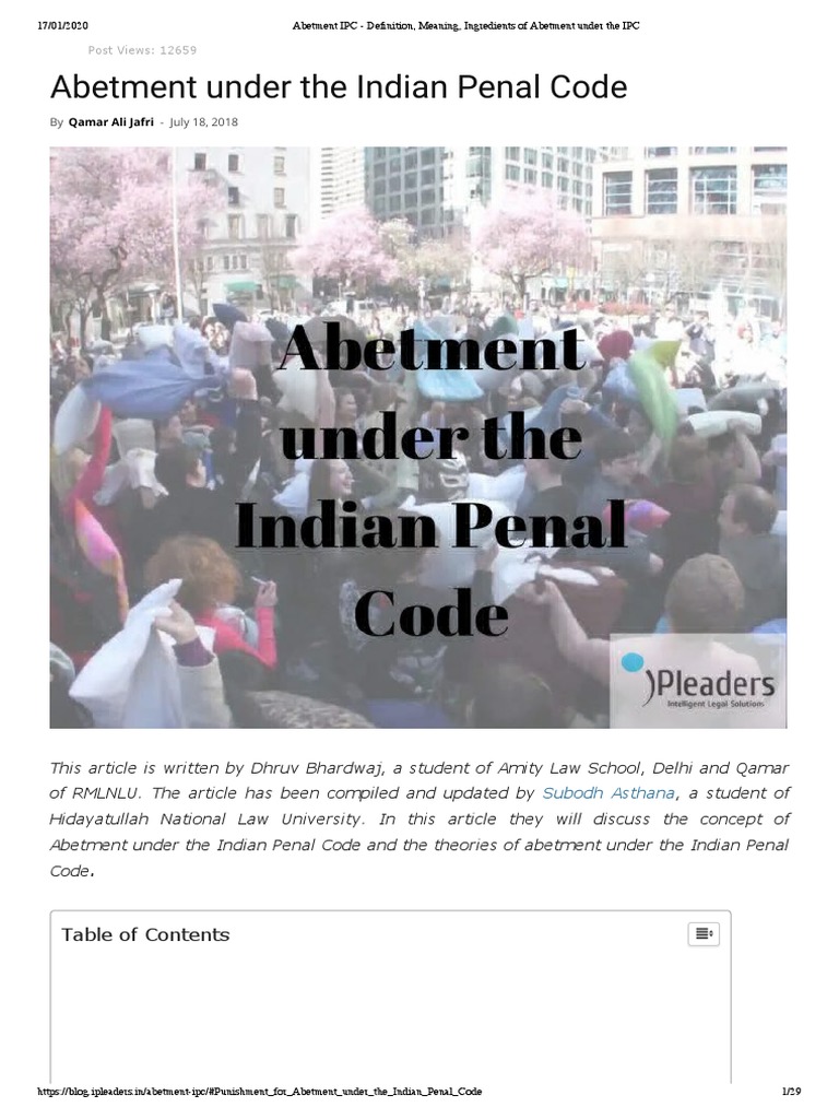 Abetment Ipc Definition Meaning Ingredients Of Abetment Under The Ipc Conspiracy Criminal Crime Violence