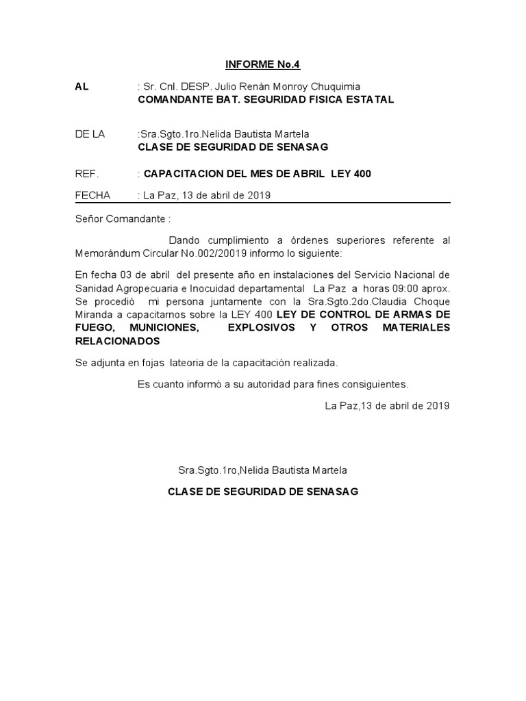 Ley 400 Senasag PDF Control de armas Bolivia