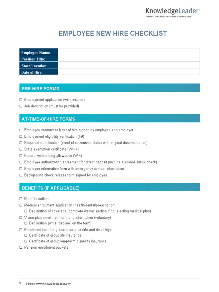 New Hire Paperwork Checklist | PDF | Business | Finance & Money Management