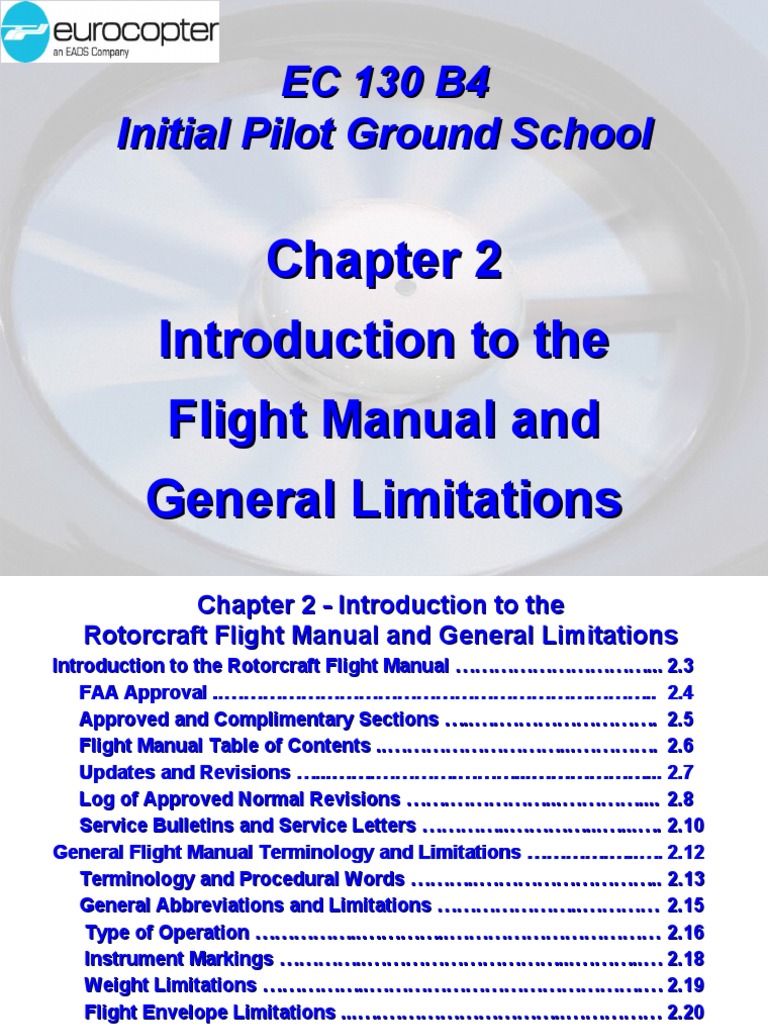 EC 130 B4-02 Intro To FM and Limits | PDF | Turbine | Flight