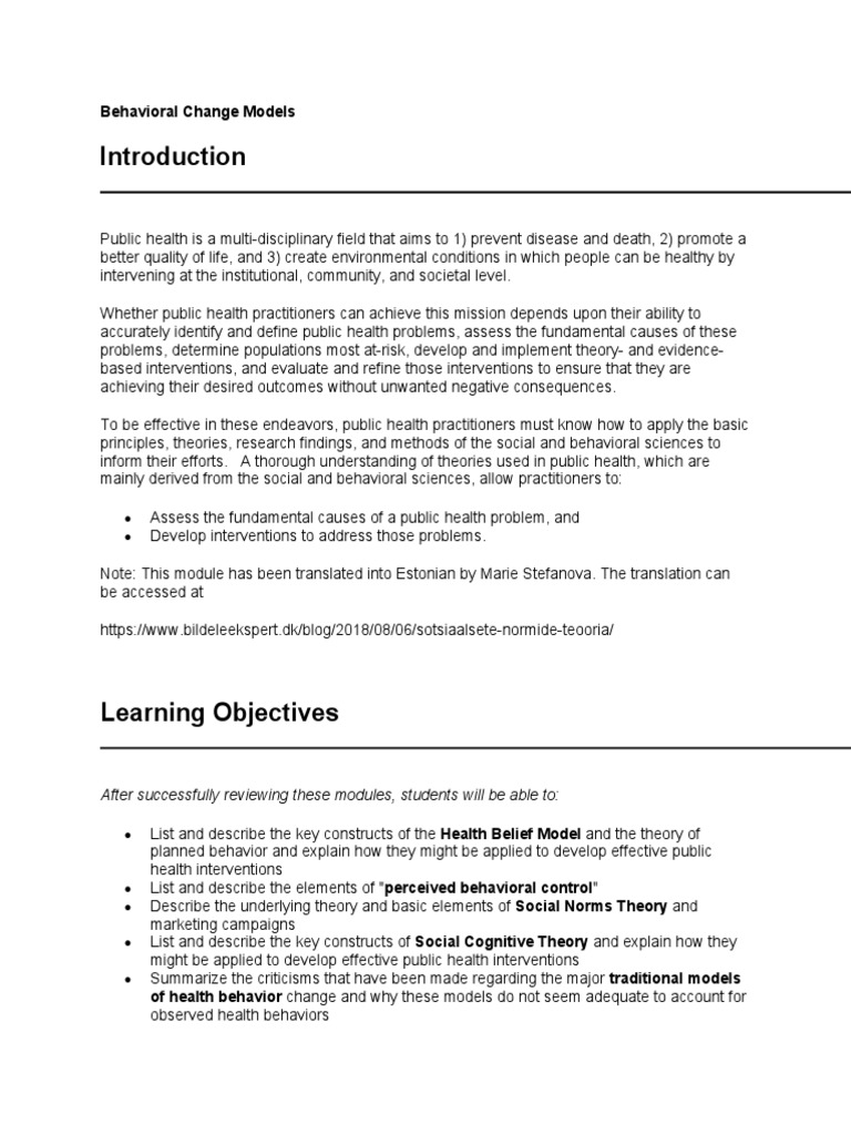 Behavioral Change Model | Download Free PDF | Behavior | Psychological ...