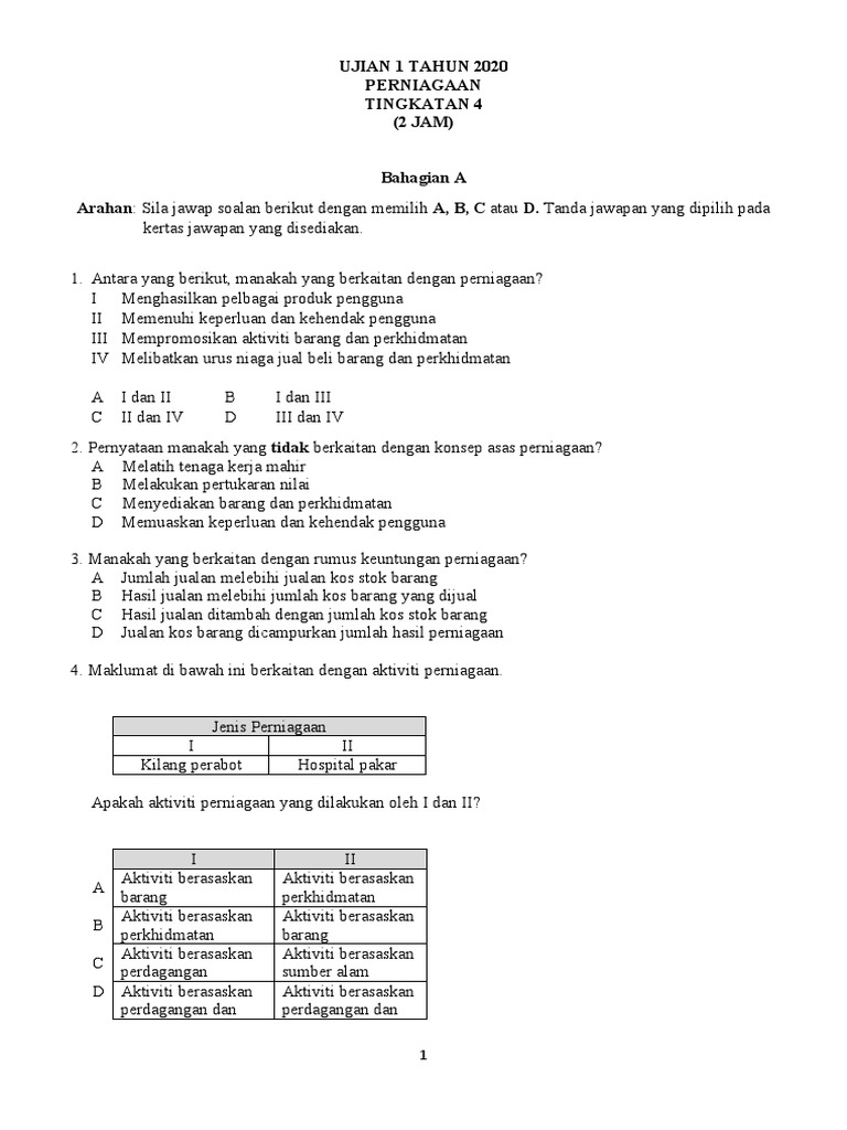 U1 T4 Perniagaan 2020 Pdf