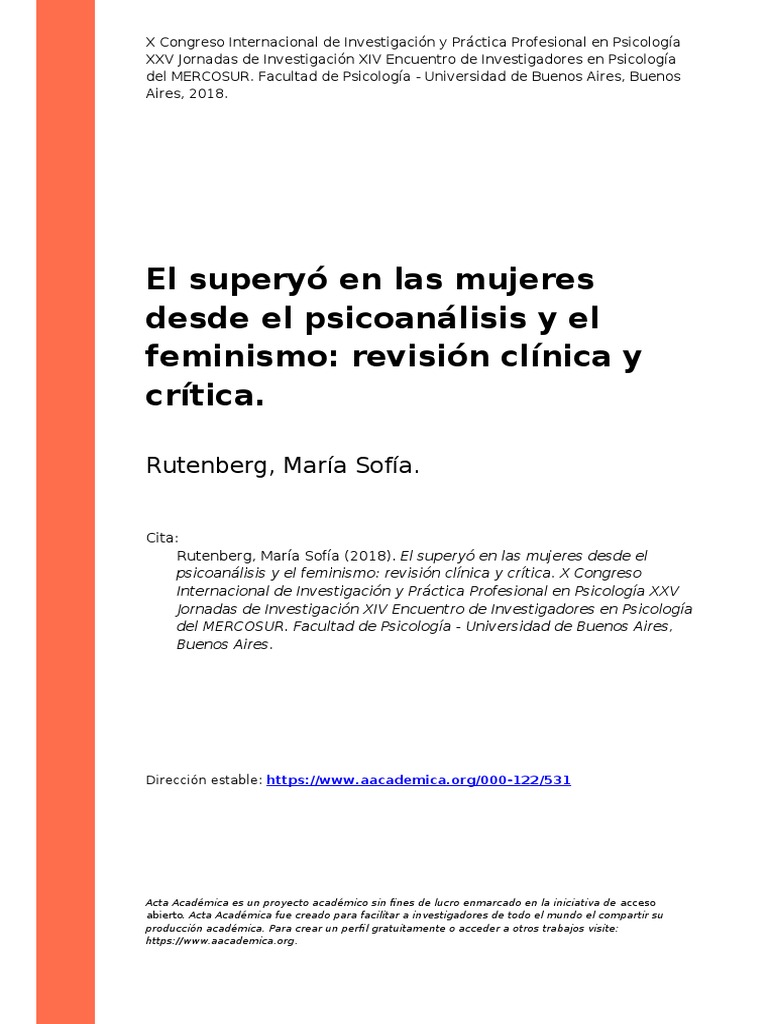 Rutenberg, Maria Sofia (2018) - El Superyo en Las Mujeres Desde El ...