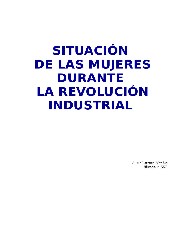 Mujeres en la Revolución Industrial | PDF | Revolución industrial ...