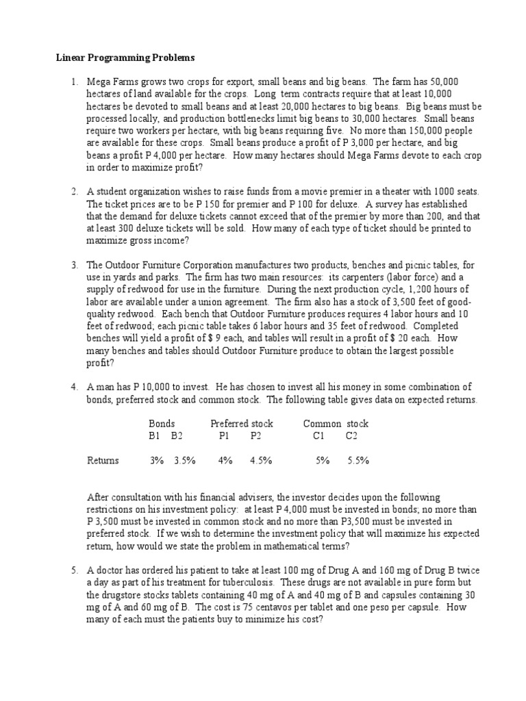 Linear Programming Problems1 | PDF | Labour Economics | Farms