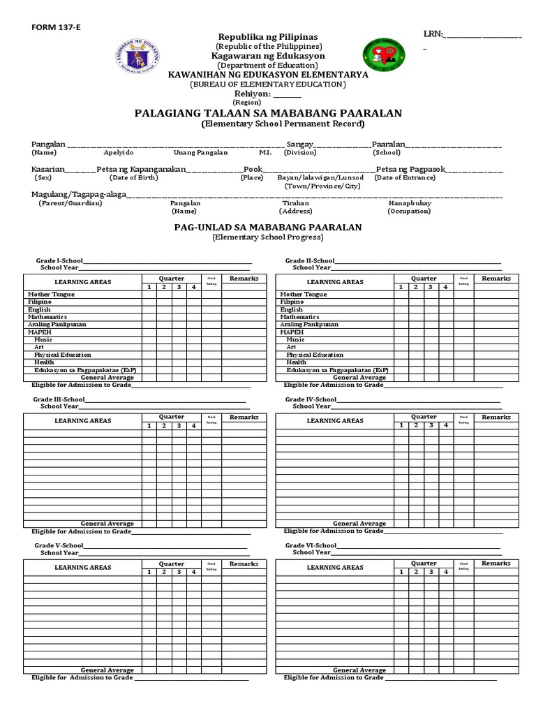 Form 137-School Permanent Record | PDF | Value (Ethics) | Psychological ...