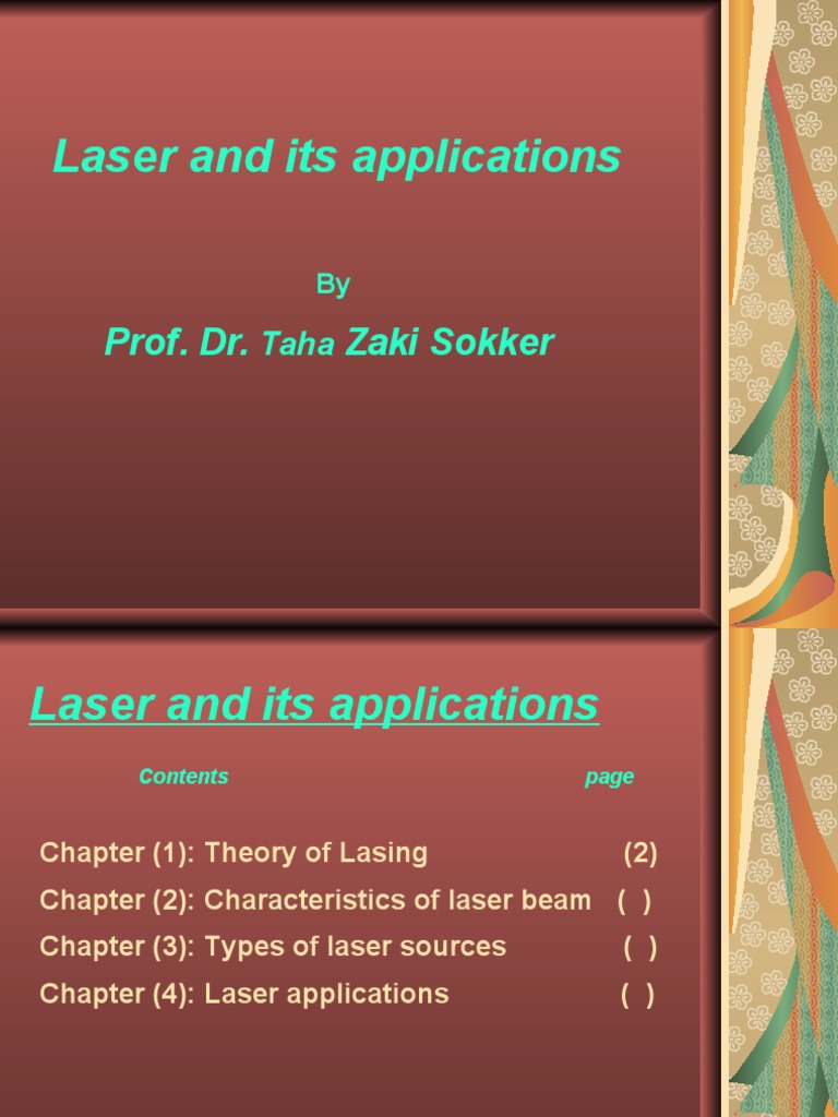Lasing Theory and Laser Applications | PDF | Laser | Emission Spectrum