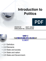Introduction to Politics and Elements of the State