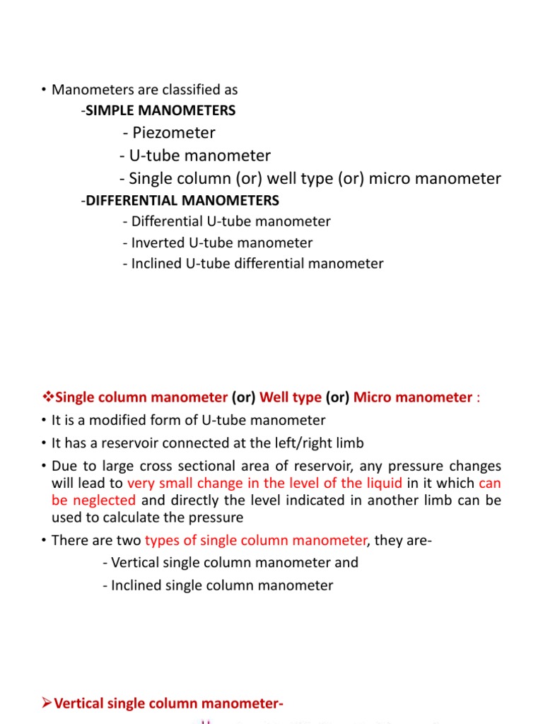 Manometers Notes 2 | PDF