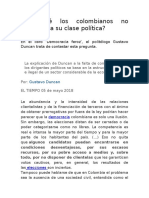 Por Qué Los Colombianos No Controlan A Su Clase Política