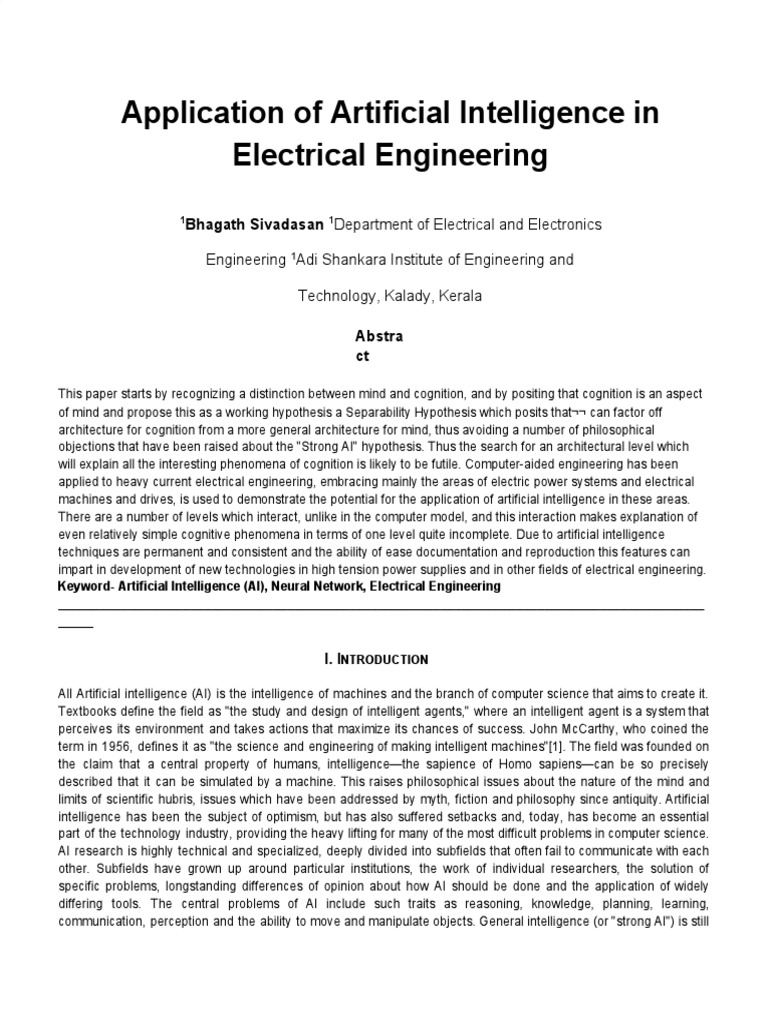 Application of Artificial Intelligence | PDF | Artificial Intelligence ...