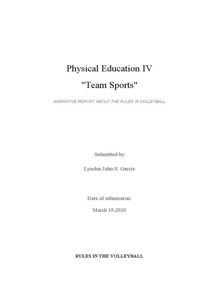 Lyndon. Narrative Report On Volleyball PDF Volleyball Ball Games