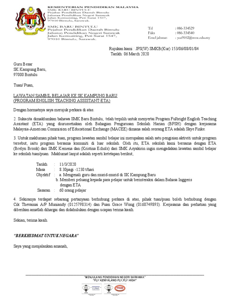 Contoh Surat Rasmi In English