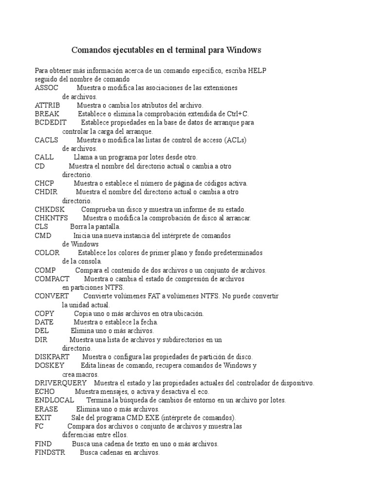 Comandos Ejecutables Windows | PDF | Archivo de computadora | Software ...
