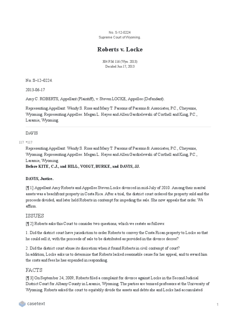 Roberts v. Locke PDF | PDF | Jurisdiction | Debt