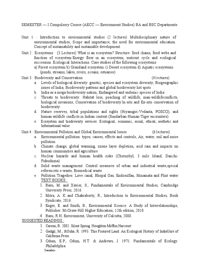 AECC Environmental Studies Syllabus | PDF | Biodiversity | Ecosystem