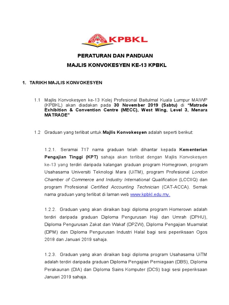 1 Peraturan Dan Panduan Majlis Konvokesyen Ke 13 1 Pdf