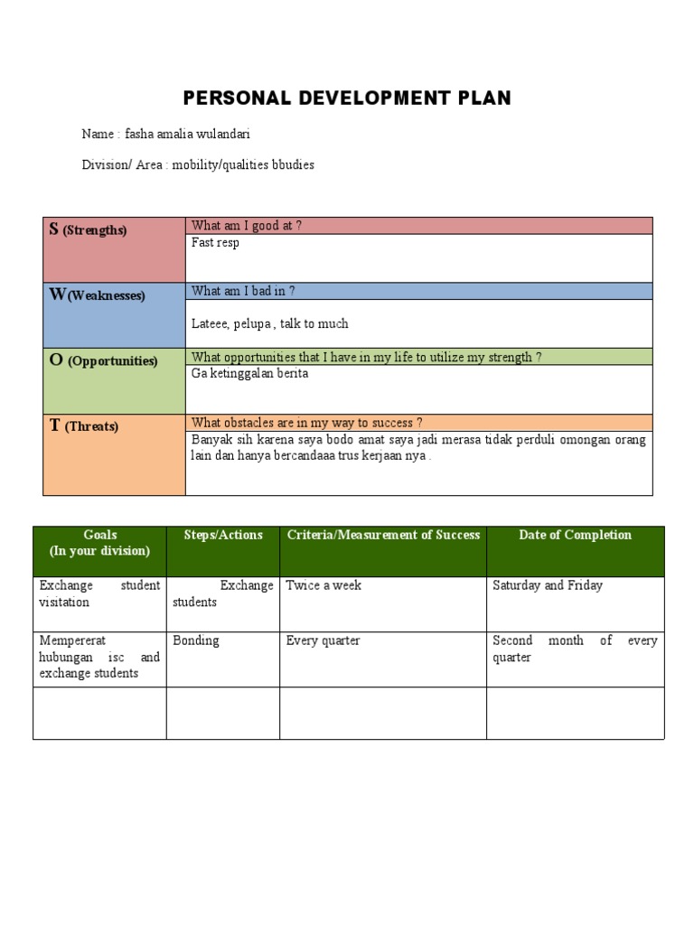 Personal Development Plan | PDF