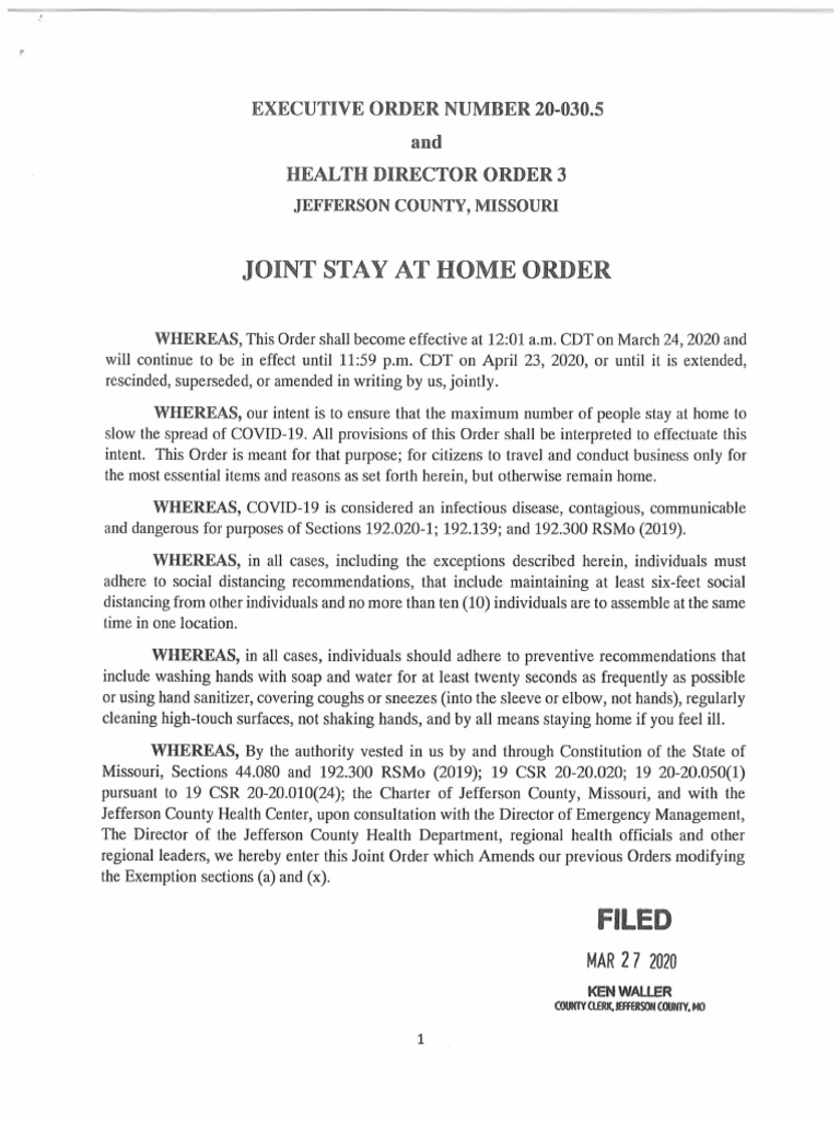 Jefferson County Joint Stay at Home Order Revised | PDF