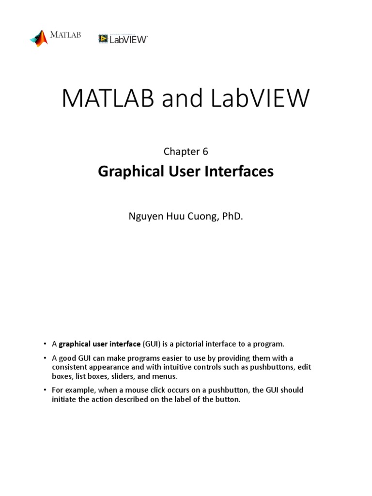 MATLAB and LABView - Chapter 6 | PDF | Graphical User Interfaces ...
