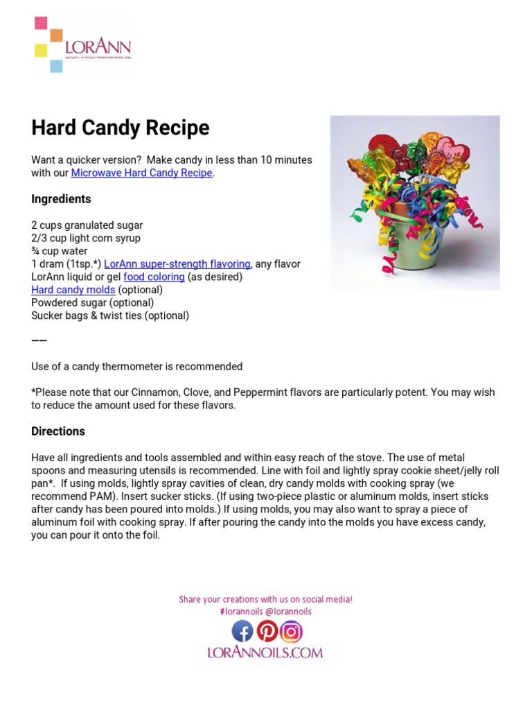 Hard Candy Recipe by LorAnn PDF Candy Foods