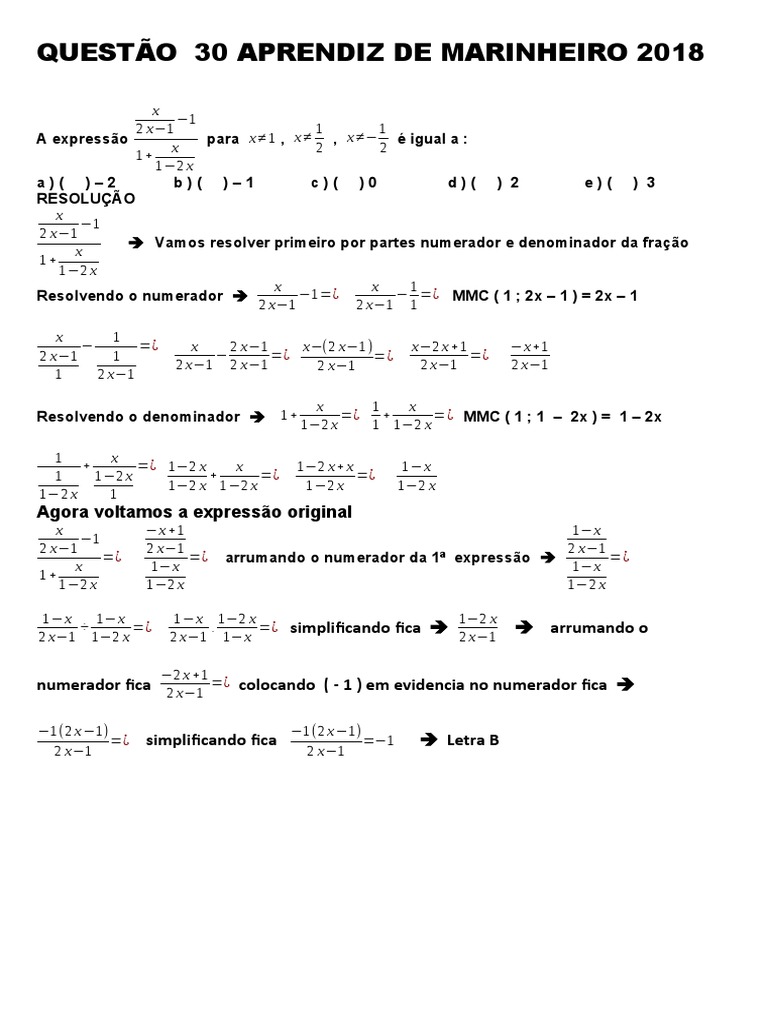Questão 30 Aprendiz de Marinheiro 2018 | PDF